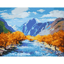 Painting By Numbers Kit DIY River Mountain Canvas Oil Art Picture Craft A
