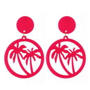 Fashion Simple Hollow Coconut Earrings Simple Fluorescent Earrings Rose Red