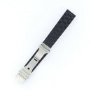 Black Silicone Waterproof Diving Watchband Strap Deployment Clasp 18mm S8G2