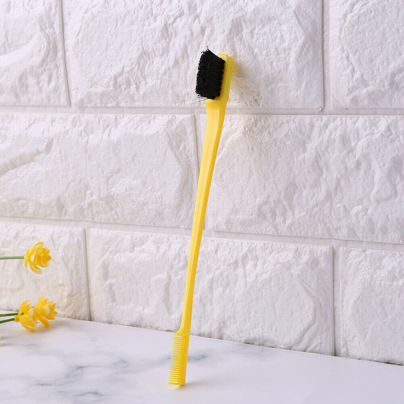 Beauty Double-sided Edge Control Hair Comb Eyebrow Brush Combs (Yellow)