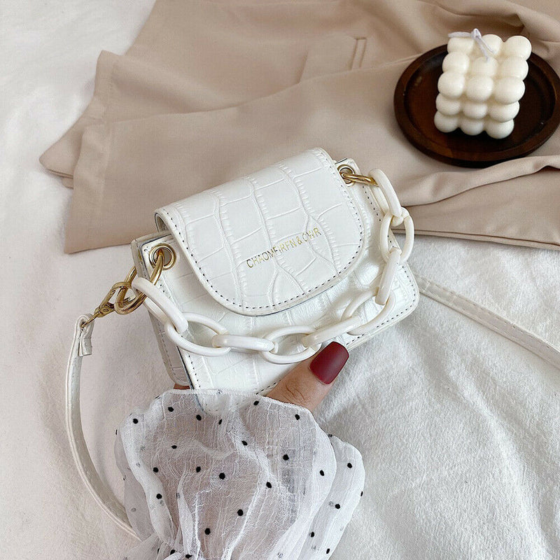 Women Mini Totes PU Solid Shoulder Money Bag Messenger Handbags (Beige)