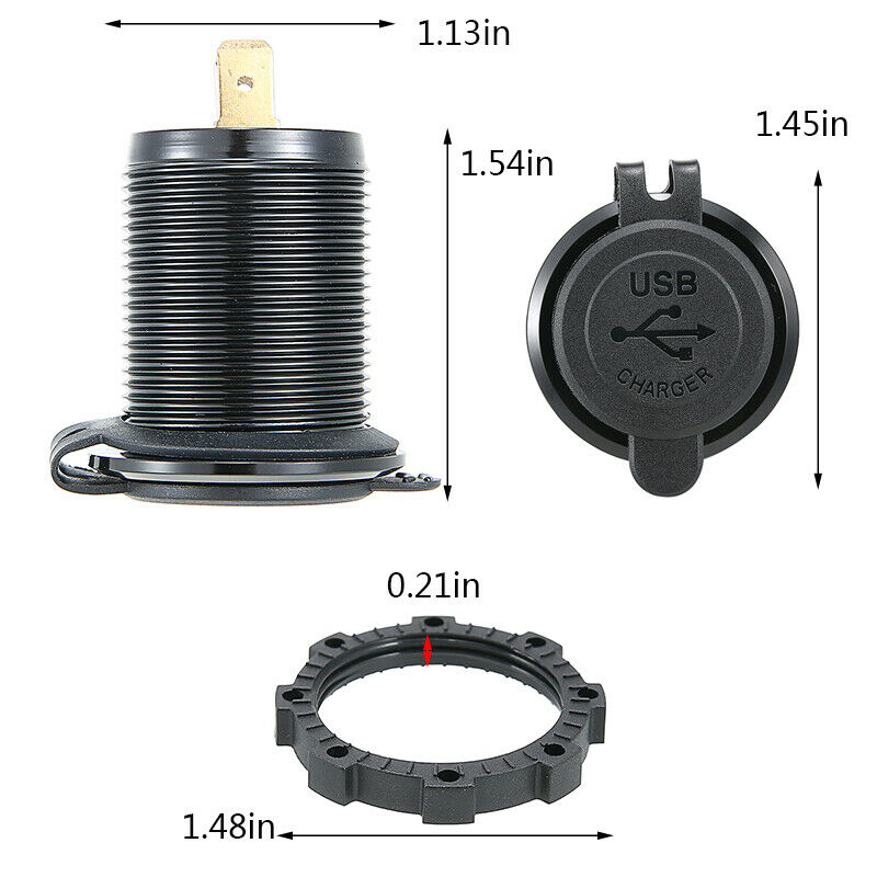 For Car Boat Truck QC3.0 Dual USB Fast Charger Adapter Socket Power Outlet 12V