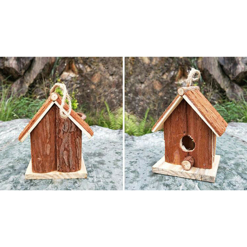 2 Pieces Handcraft Hanging Wooden Birdhouse Creative Decor Gift Balcony Lawn