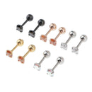 Stainless Steel Cubic Zirconia Ear Stud Bar Earrings, 5 Pairs