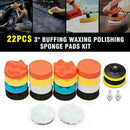 22pcs 3" Buffing Waxing Polishing Sponge Pads Kit Set For Car Pad Polisher K0Y9