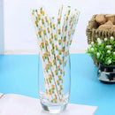 Pineapple Patterned Drinking Paper Straws,Disposable Biodegradable,7.75 Inc