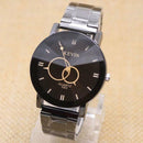 Luxury Men's Quartz Analog Stainless Steel Band Round Dial Wrist Watch Black