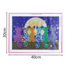 Full 5D Diy Diamond Painting Kit, Moon And Colored Cat Shaped Embroidery Cr