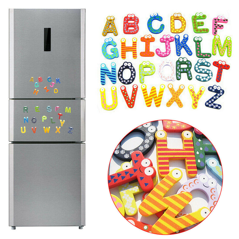 26pcs Wood 26 Alphabet Fridge Stickers Invisible Magnet Home Office Gadgets