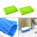 2Pcs/set Silicone Soap Dish Bathroom Storage Holder Plate Drainer Newest Useful