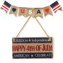 Wooden Independence Day Hanging Board Rectangle Craft Home DIY Decor Gift