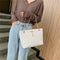 Fashion Leather Handbag Women Large Top-handle Bags Shopping Tote (White)