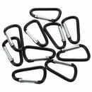 10 Pcs Black D Shaped Aluminum Alloy Snap Clip Key Chain Carabiner Hook E1L1