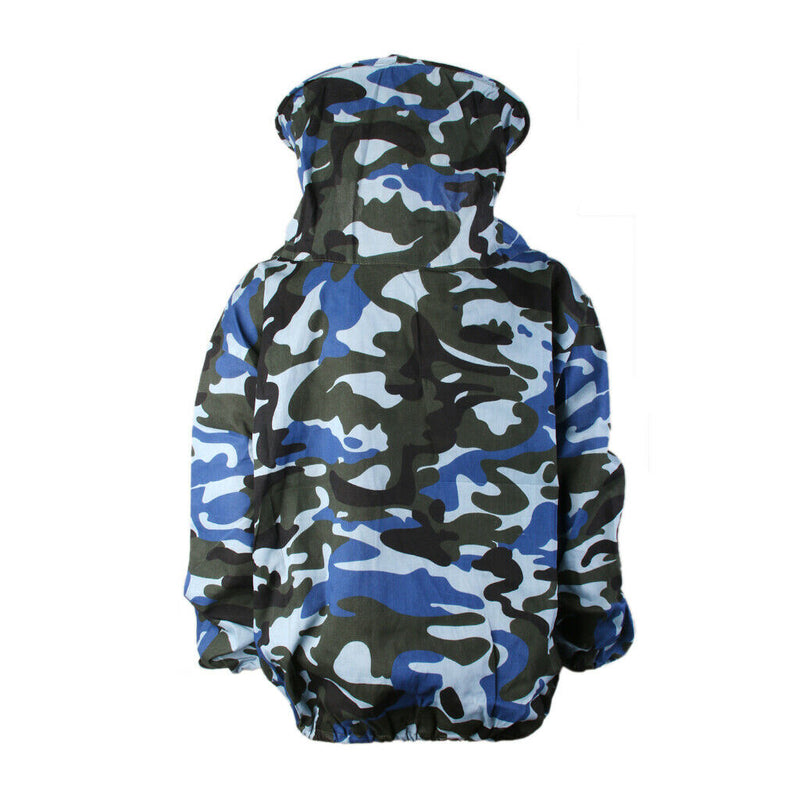 Beekeeping Jacket Veil Bee Protecting Suit Dress Smock Equipment Blue Camo