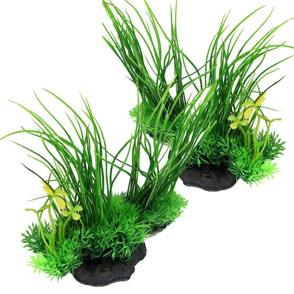 Green Artificial Plastic Grass Water Plant Fish Tank Ornament Aquarium Decor Top