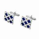 Pair of Chic Blue Rhombus Pattern Design Square Metal Cufflinks For Men I4X5