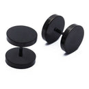 1 Pair of Men's Barbell Stainless Steel Ear Studs Earrings Black 10mm G5B7
