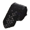 Men Black Sequin Decor Self Tie Adjustable Skinny Necktie