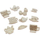 10x TeaSet Teapot/Teacup Wood Slices DIY Handmade Crafts For DIY Home DecorJR