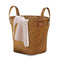 Natural Round Straw Basket Bin Handmade with Handgrip Orange 33X21X26cm R8M9