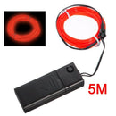 Red Flexible EL Wire Neon Light 5M Dance Party Decor+Controller