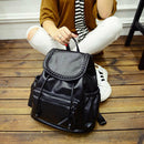 Casual Women Soft PU Leather Backpack Travel Grils School Backpack Black