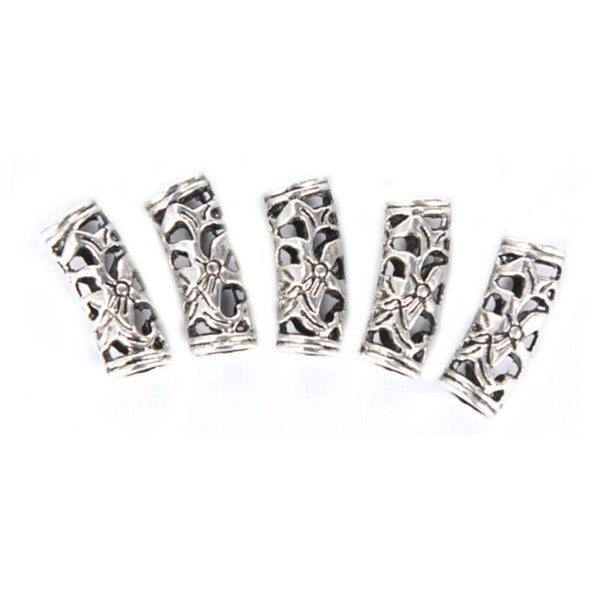 10Pcs Alloy Dreadlock Hair Beads Dread Braid Pins Rings Tube Clips Cuff Jewe Gw