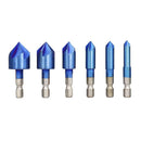 6Pcs 6-19mm 1/4" Hex Shank HSS Countersink Drill Bit 5 blades Chamfering Tools