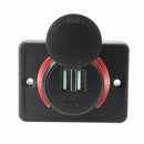 Waterproof 3.1A Dual USB Charger Socket Outlet 12V Red LED for Motorcycle Car