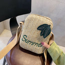 Summer Straw Square Bucket Backpack Zipper Design Women Straw Handbags Bags I7X8