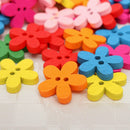 100pcs Mixed Colors Flower 2-Holes Wooden Buttons Sewing Scrapbooking DIY