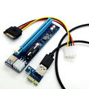 USB3.0 PCI-E Express 1x To 16x Extender Riser Card Adapter SATA 6 Pin Cable Hot