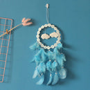 LED Flower Cloud Feather Dreamcatcher String Light Decorative Lamp (Blue) A