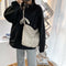 Casual Canvas Shoulder Bags Women Newspaper Print Zipper Crossbody Bags