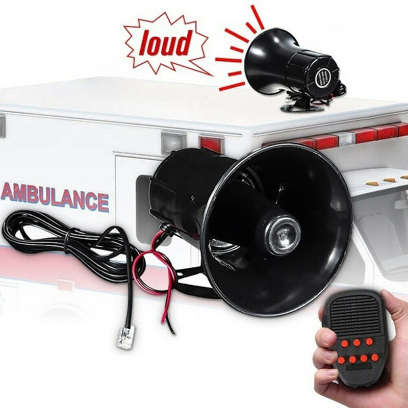 6 Sounds Car Alarm Handheld Megaphone Siren Horn PA Speaker Mic System Kit 12V