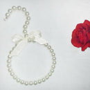 Beaded Bow Scarf Tie Towel Hanger Hook Holder  White with Bowknot