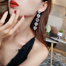 Fashion Rhinestone Heart Dangle Ear Stud Women Long Drop Earrings Jewelry
