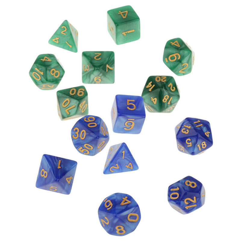 14 Pieces Acrylic Polyhedral Digital Dices Die for Party Casino Pub Card Game