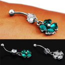 Retro Crystal Clover Navel Piercing Sexy Belly Button Ring Body Piercing   JR