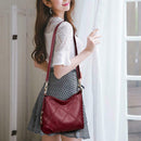 Women Bag Soft PU Leather Messenger Totes Handbags Shoulder Bags(Wine Red) A