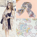 Retro Bohemian Totem Flowers Shawl Long Neck Wrap Women Lady's Scarf