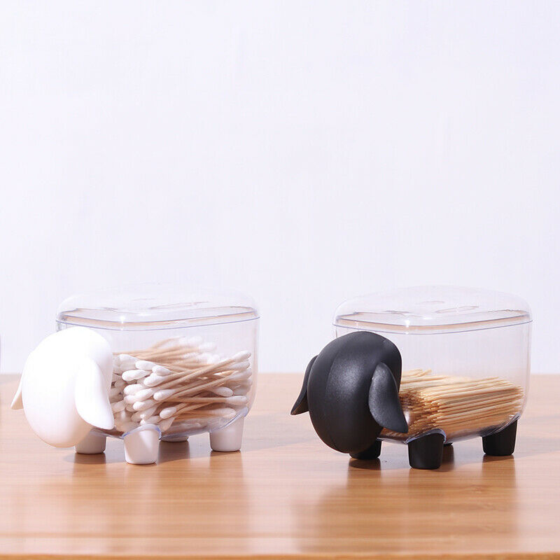Lovely Sheep-Shaped Plastic Toothpick Storage Boxs Cotton Swab Box Dust Too Z4G9