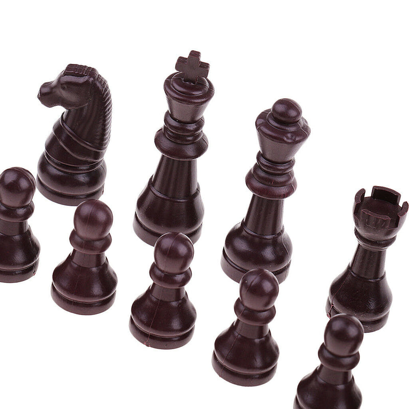 16pcs Plastic Chess Pieces - Pieces Only - No Board - 63mm King Brown