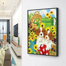 5D DIY Diamond Painting Flower Dog Full Round Rhinestone Wall Art (B3286)