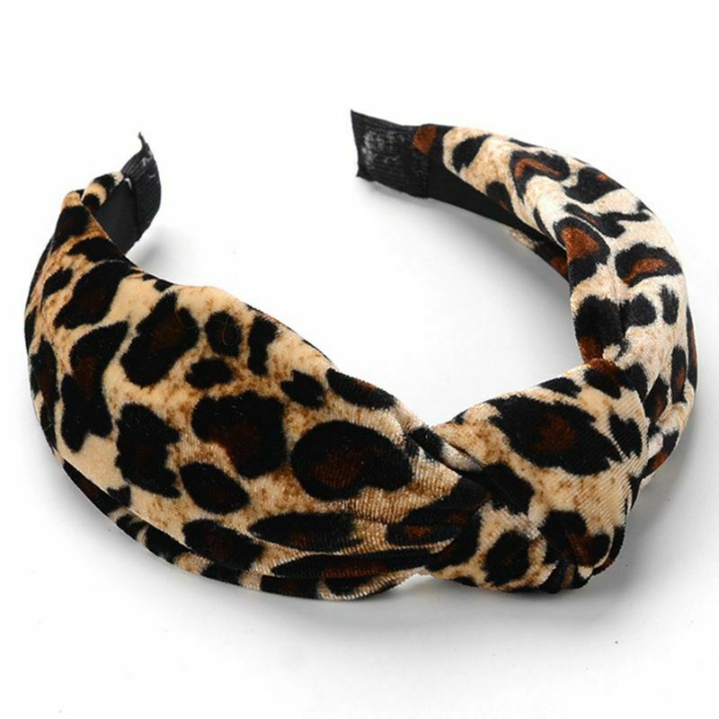 5X(Leopard Twist Knot Pattern Headband Sweet Chiffon Print Hair Band Fashi G4C1)