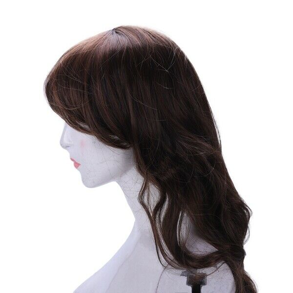 Womens Girls Fashion Wavy Curly Long Hair Human Full Wigs Light Brown R8N5