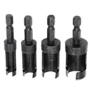 4Pcs Plug Wood Cutter Tool Set Round Shank Drill Bit Carbon Steel Black