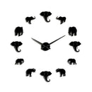 Jungle Animals Elephant Diy Large Wall Clock Home Decor Modern Design Mirro L6O9