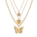 Multi Layer Butterfly Love Choker Pendant Women Necklace Long Sweater Chain