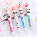 Multi-color 10In1 Cute Pig Ballpoint Pen Press School Office Supplies Stationery